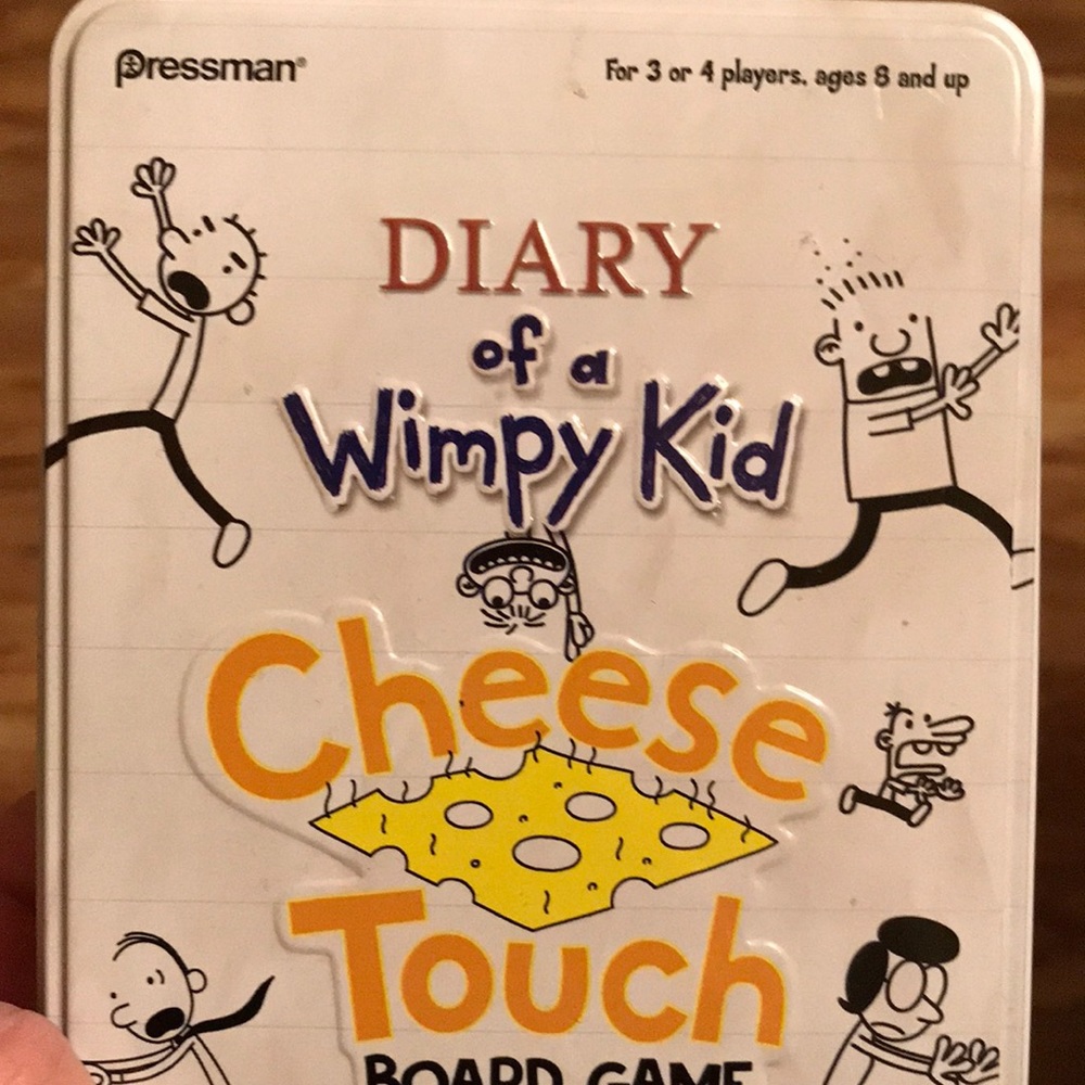 Diary of a Wimpy Kid Cheese Touch Board Game portable in metal box 3-4 players